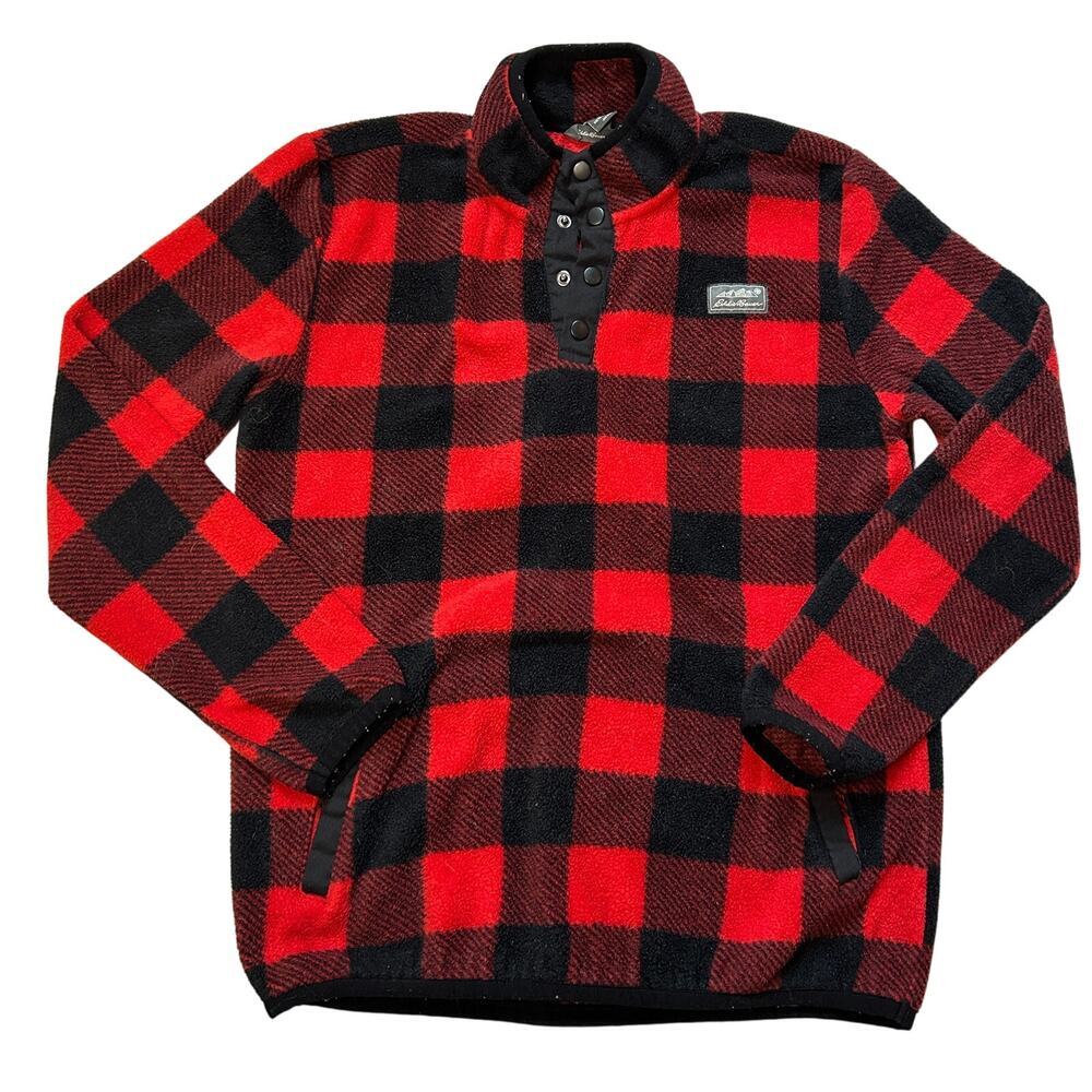 Eddie Bauer Youth Buffalo Plaid Fleece Pullover 10-12Y